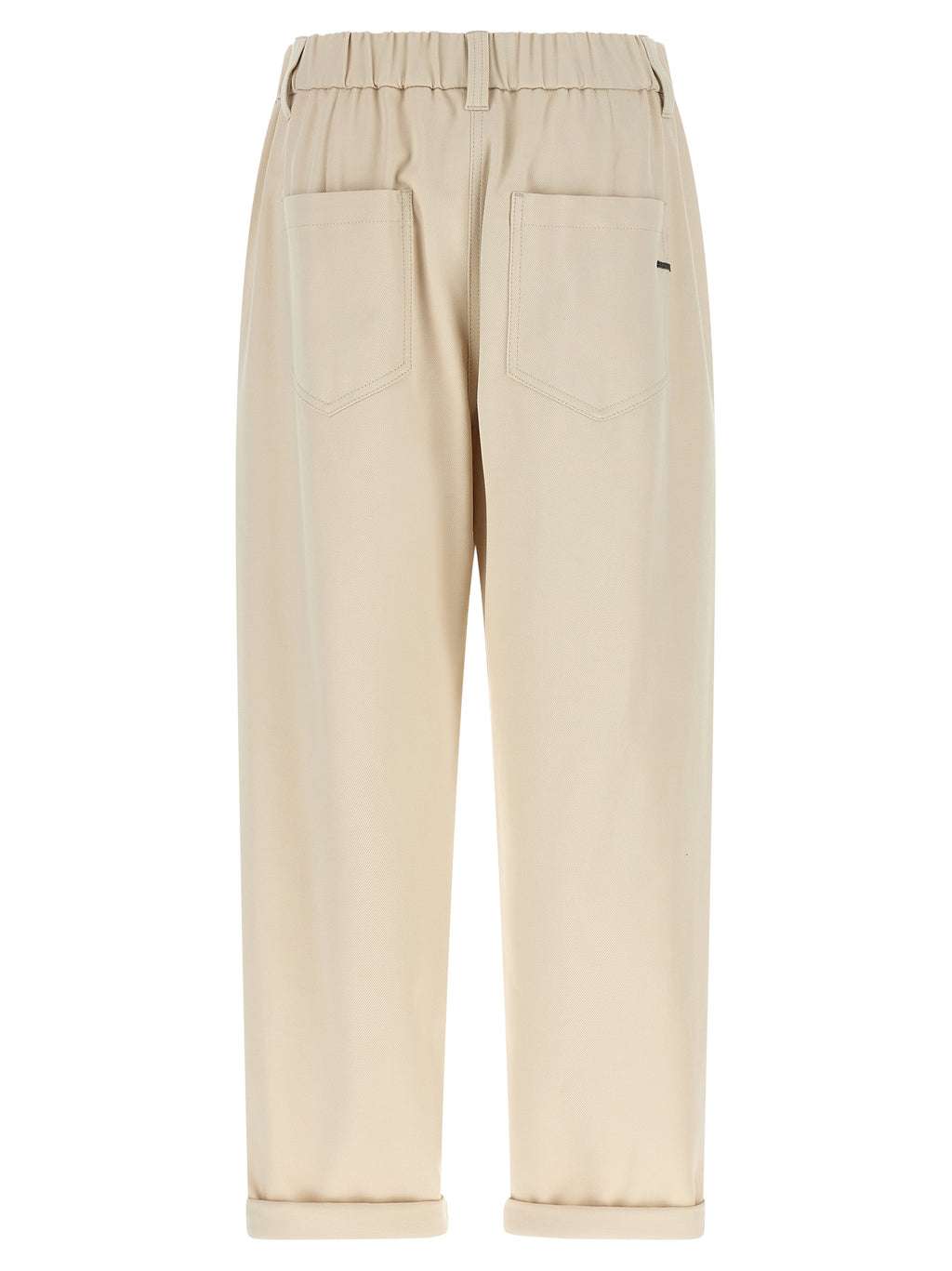 Beige Cotton Casual Pants