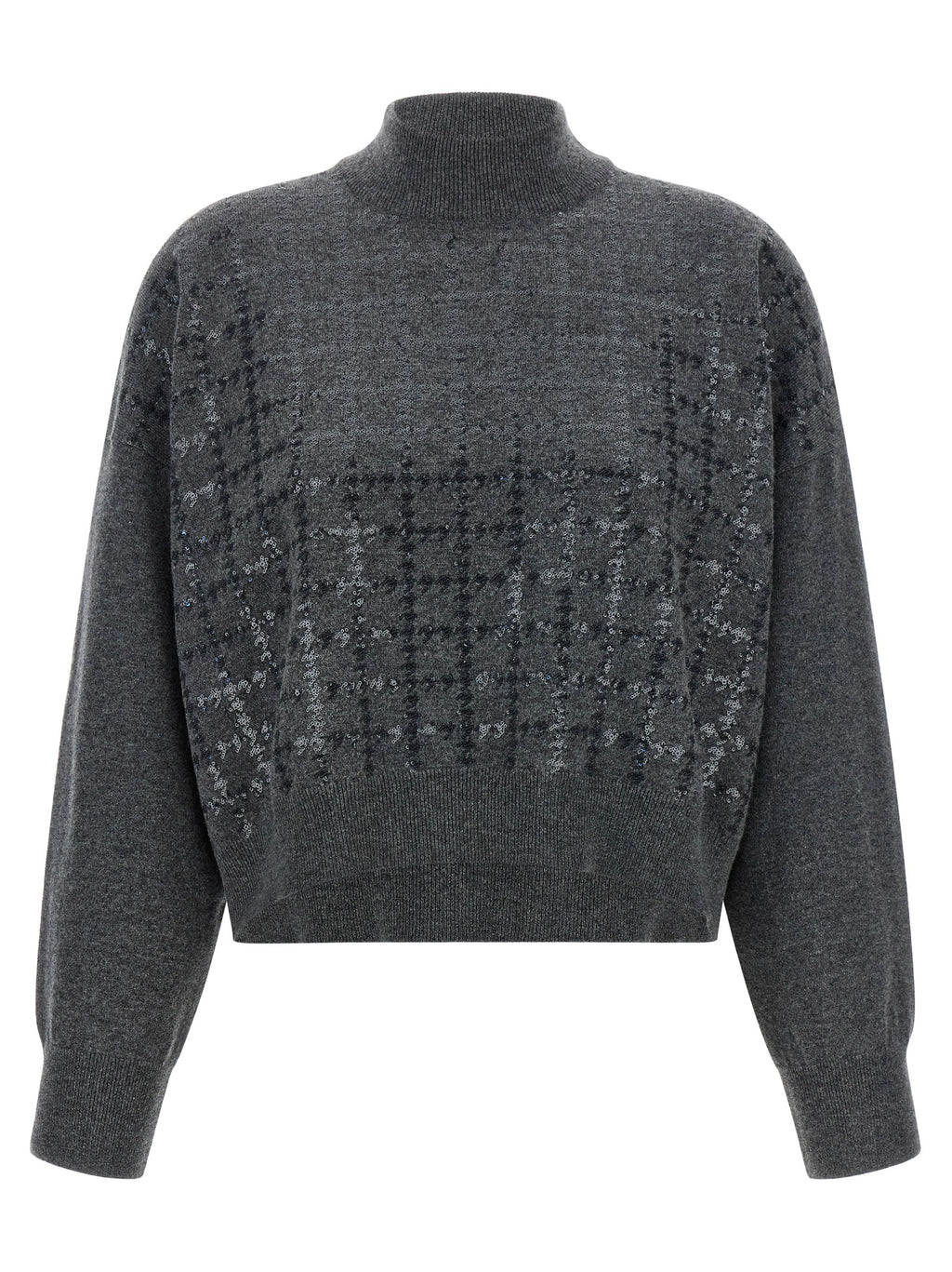 Grauer Kaschmir-Strickjacke