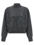 Grauer Kaschmir-Strickjacke