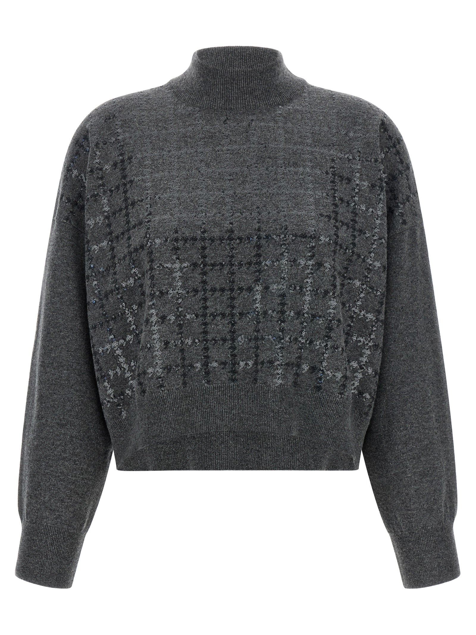 Grauer Kaschmir-Strickjacke
