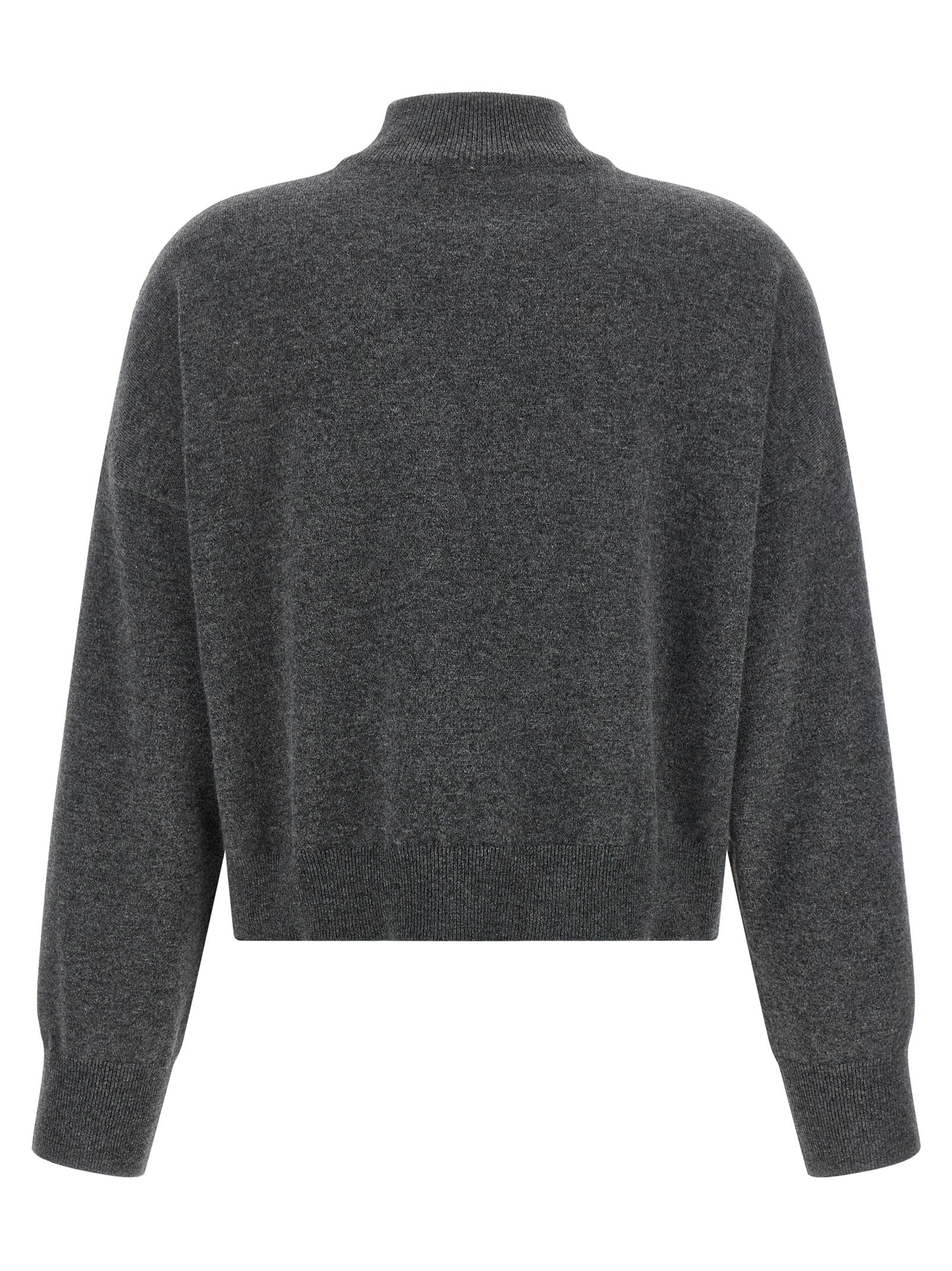 Grauer Kaschmir-Strickjacke