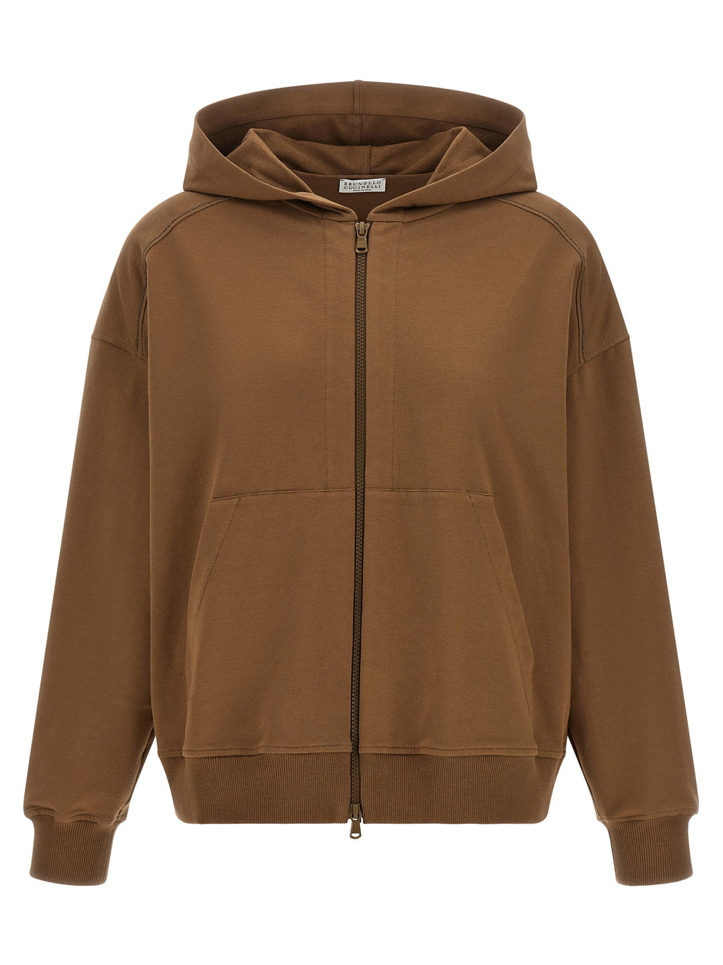 Brauner Baumwoll-Kapuzenpullover Brunello Cucinelli