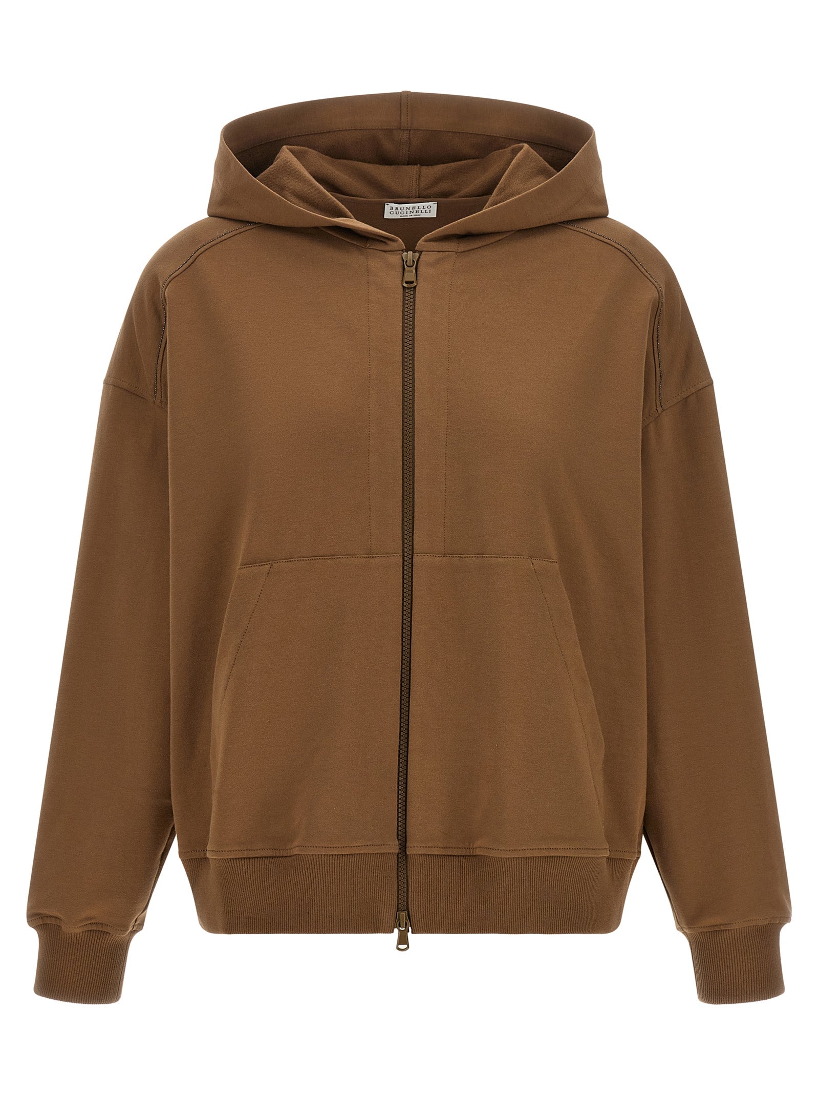 Brauner Baumwoll-Kapuzenpullover Brunello Cucinelli