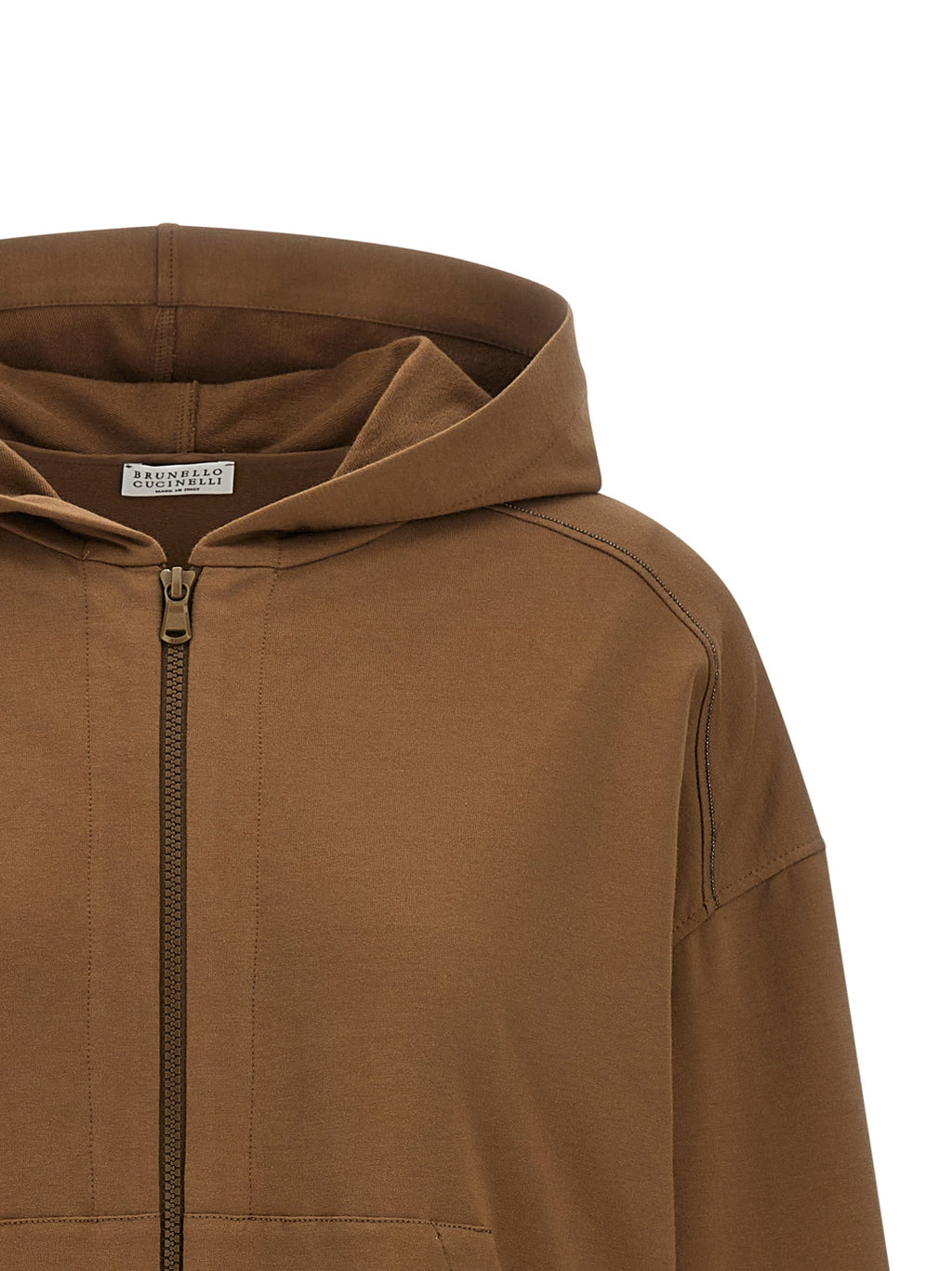 Brauner Baumwoll-Kapuzenpullover Brunello Cucinelli