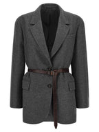 Grauer Blazer aus reiner Schurwolle