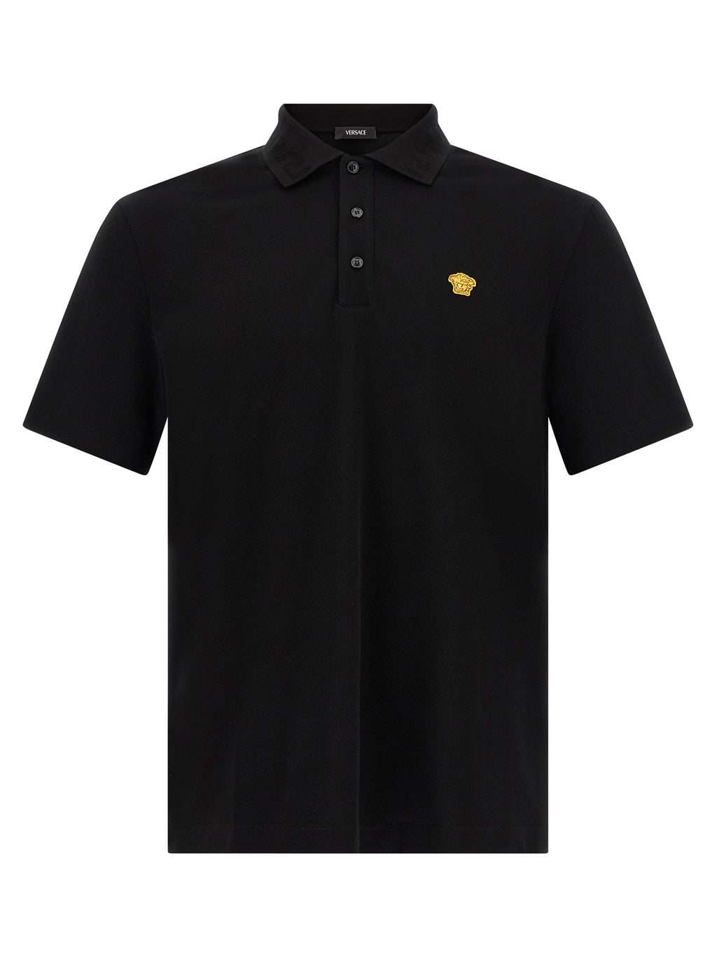 Schwarzes Baumwoll-Poloshirt