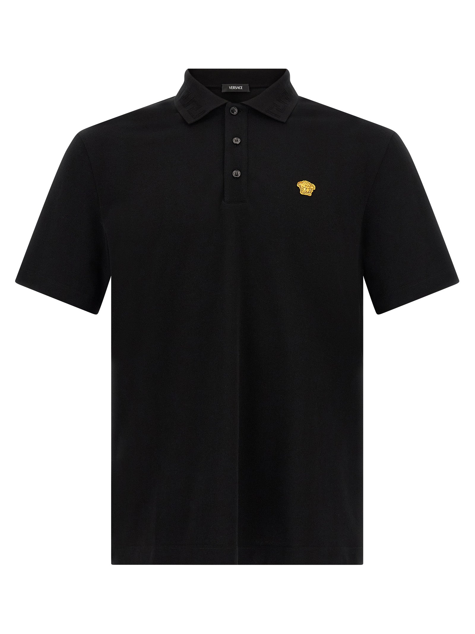 Schwarzes Baumwoll-Poloshirt