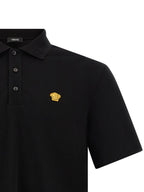 Schwarzes Baumwoll-Poloshirt