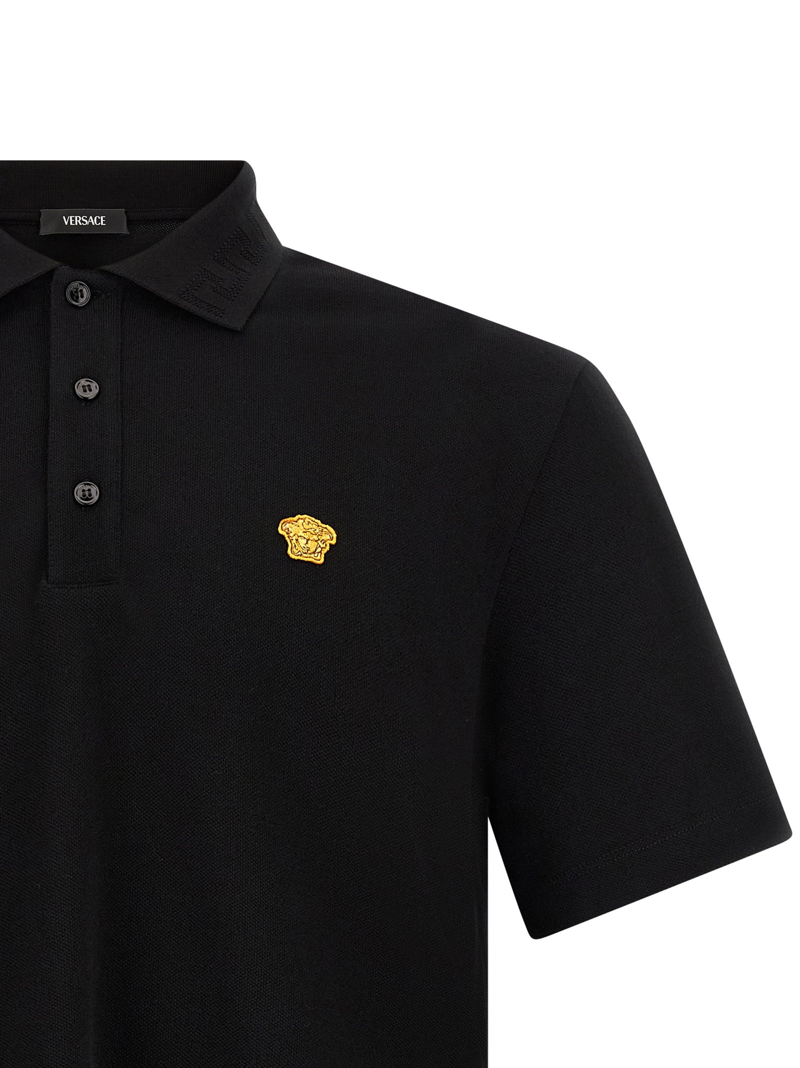 Schwarzes Baumwoll-Poloshirt