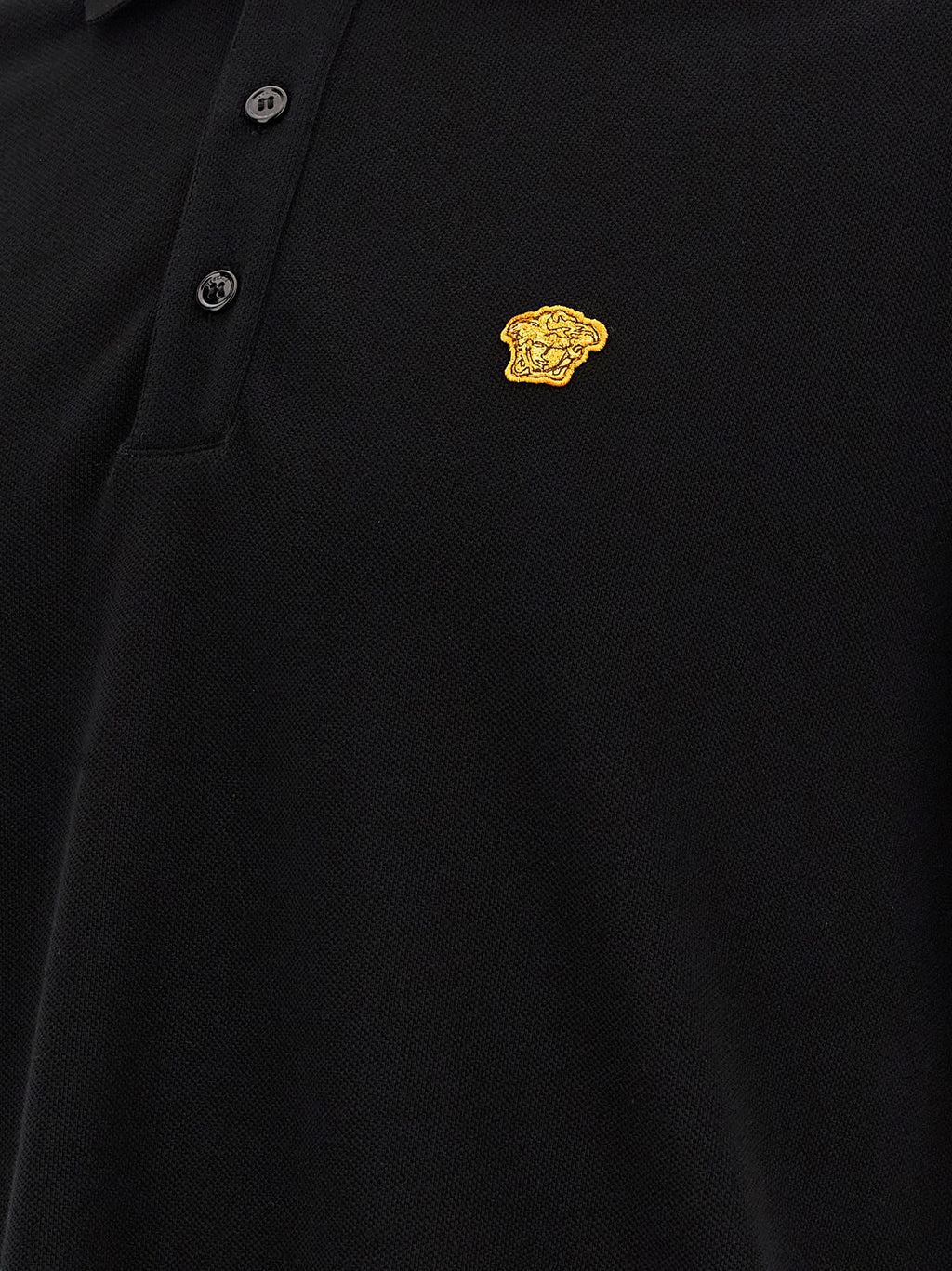 Schwarzes Baumwoll-Poloshirt