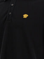 Schwarzes Baumwoll-Poloshirt