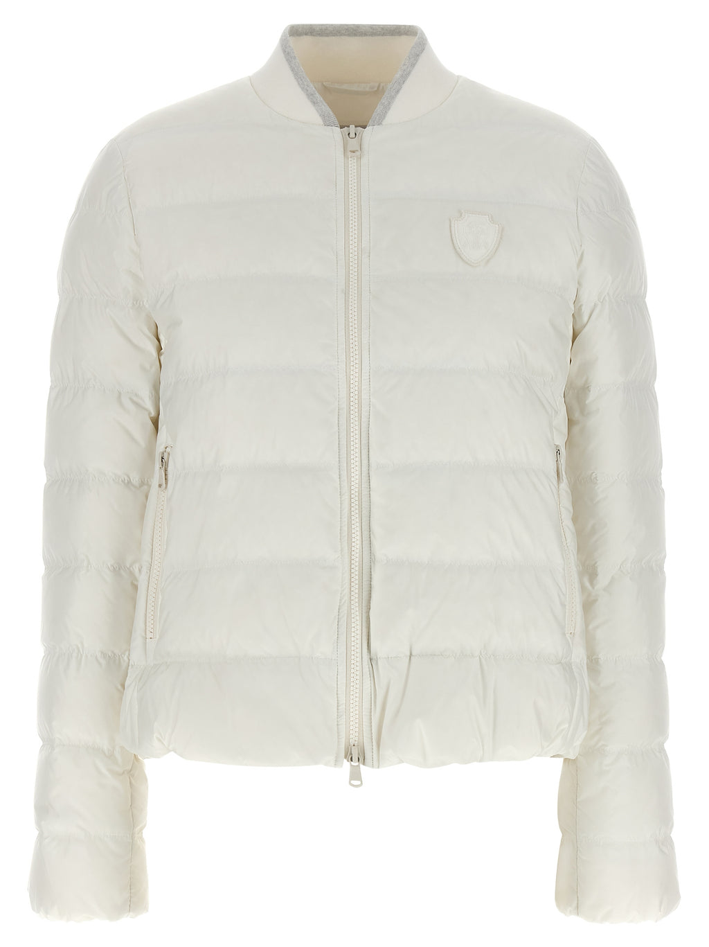 Weiße Polyester-Jacke in voller Länge