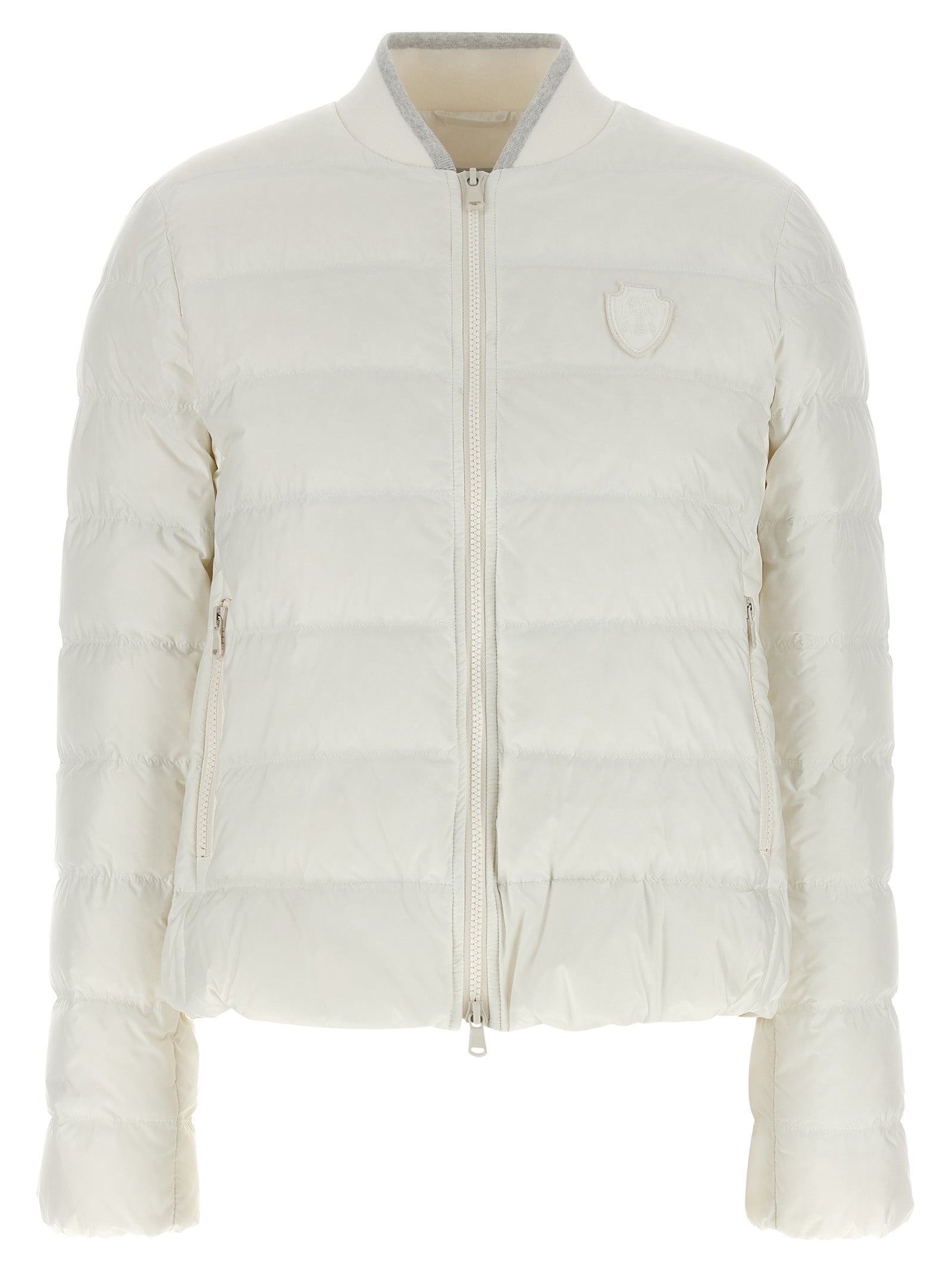 Weiße Polyester-Jacke in voller Länge