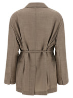 Mantel aus reiner Schurwolle in Beige