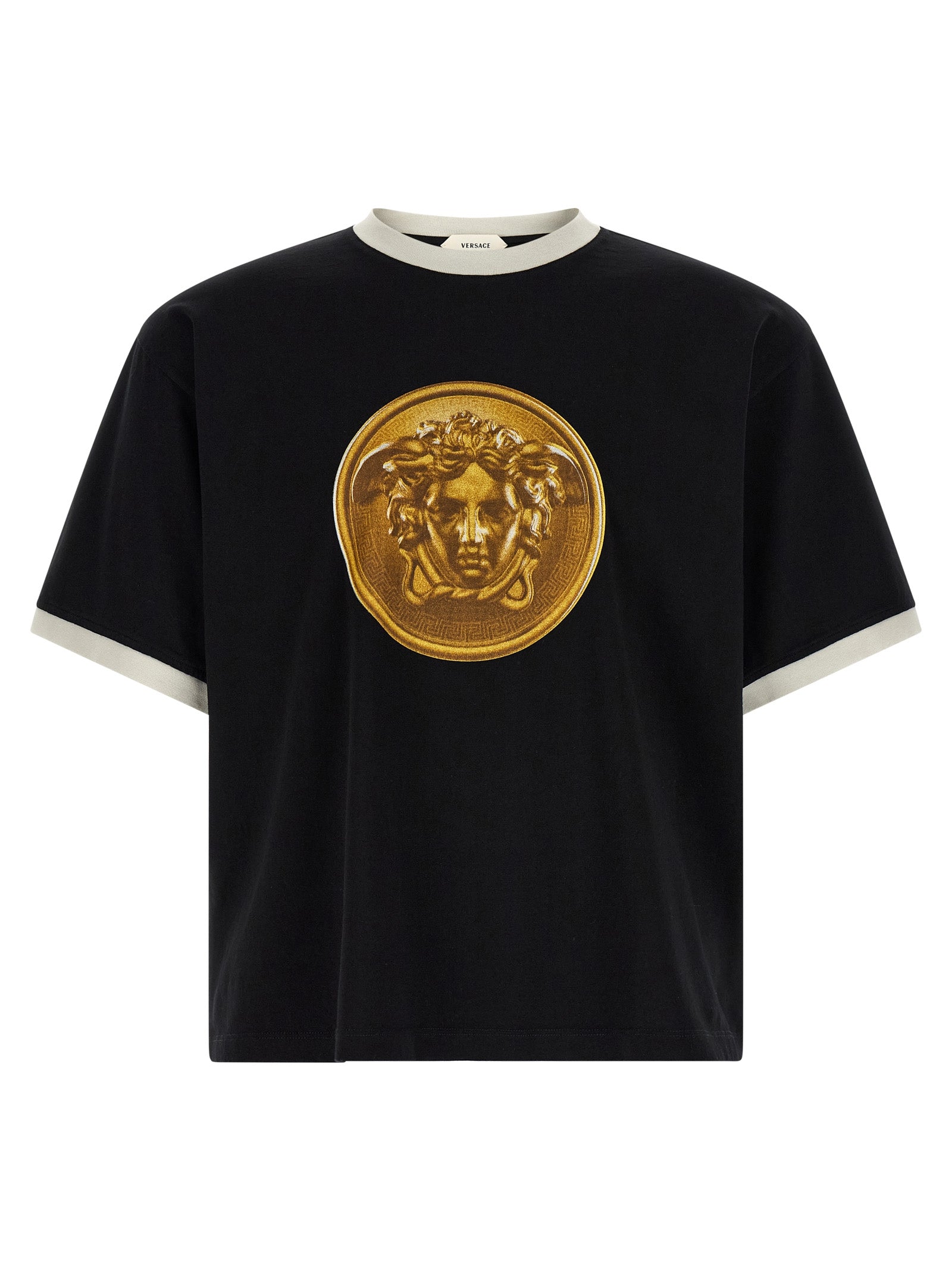 Schwarzes Baumwoll-T-Shirt