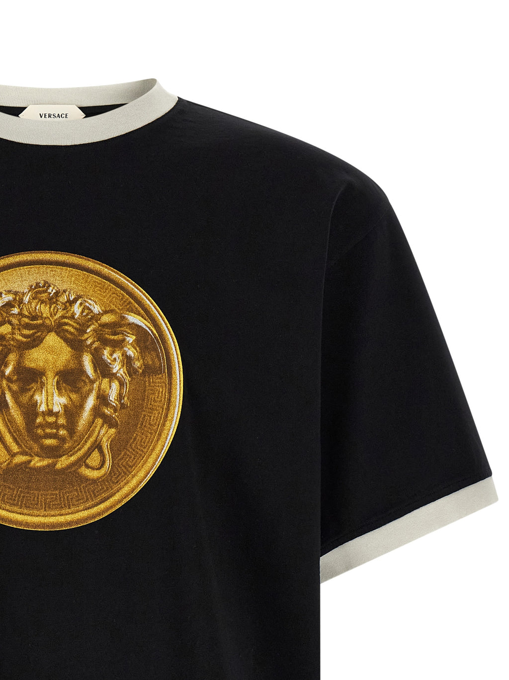 Schwarzes Baumwoll-T-Shirt
