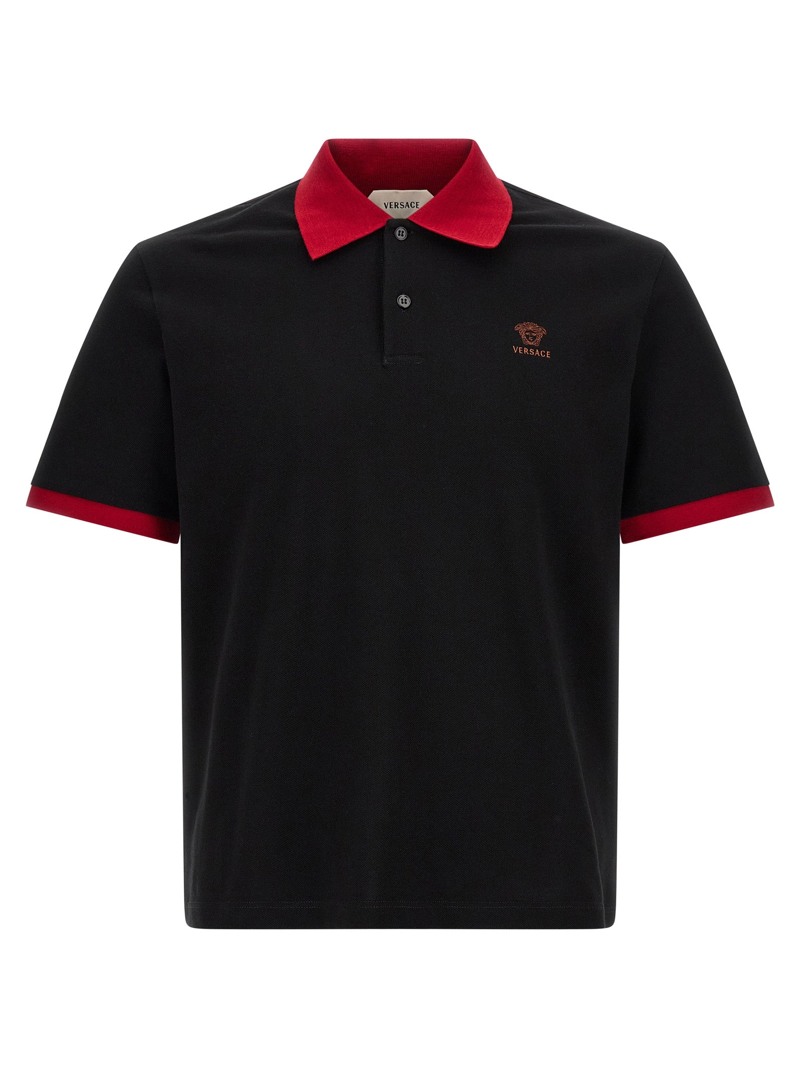 Schwarzes Baumwoll-Poloshirt