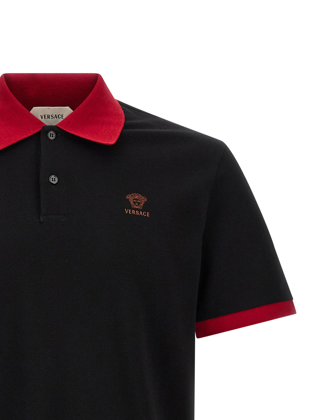 Schwarzes Baumwoll-Poloshirt