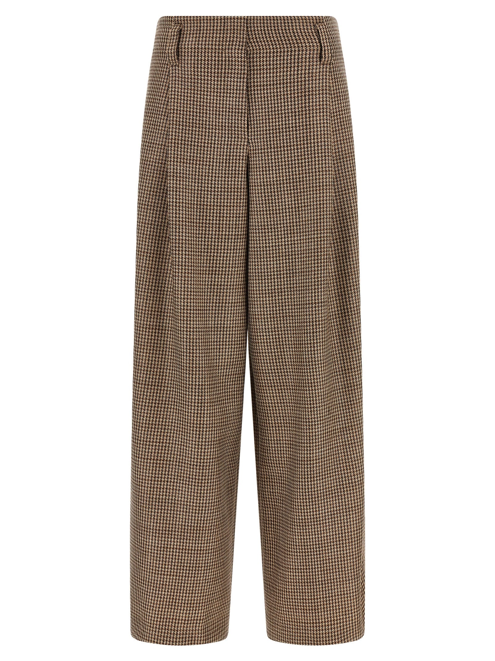 Braune Hose aus reiner Schurwolle mit ausgestelltem Bein