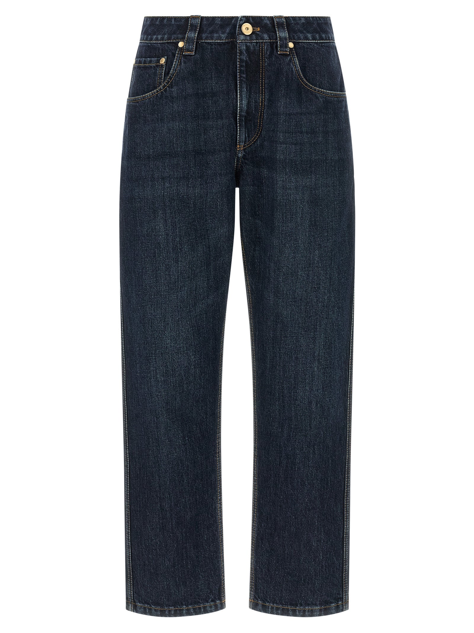 Blaue Jeans aus Baumwolle im geraden Schnitt