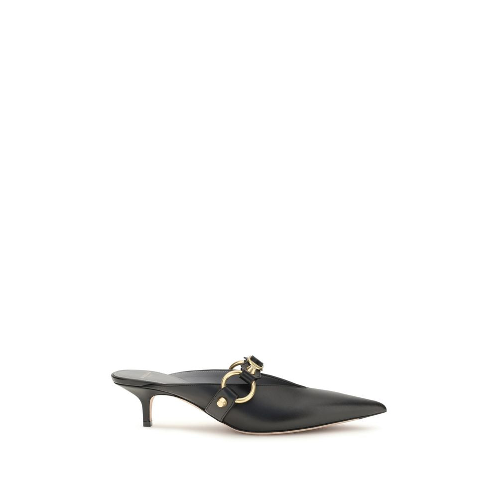 Schwarze Mules aus Leder