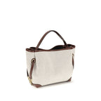 Beige Stoff-Handtasche