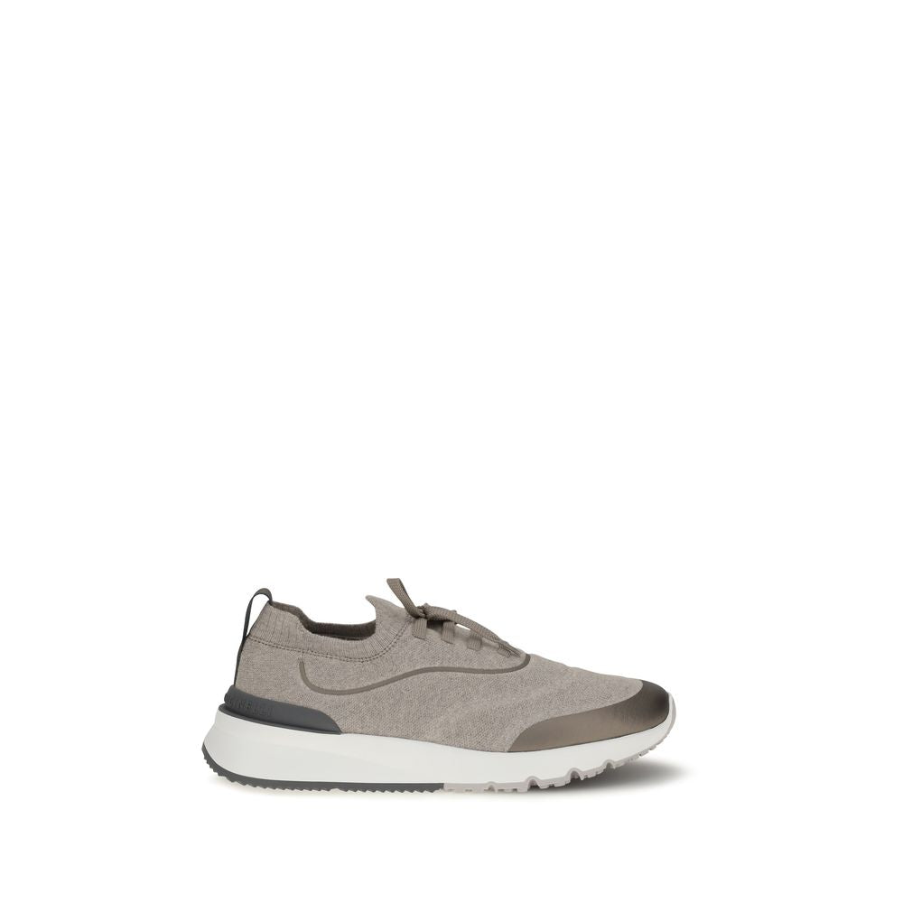 Braune Sneaker aus Baumwolle im Athletic-Stil Brunello Cucinelli