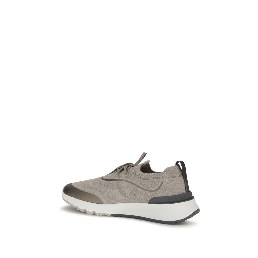 Braune Sneaker aus Baumwolle im Athletic-Stil Brunello Cucinelli