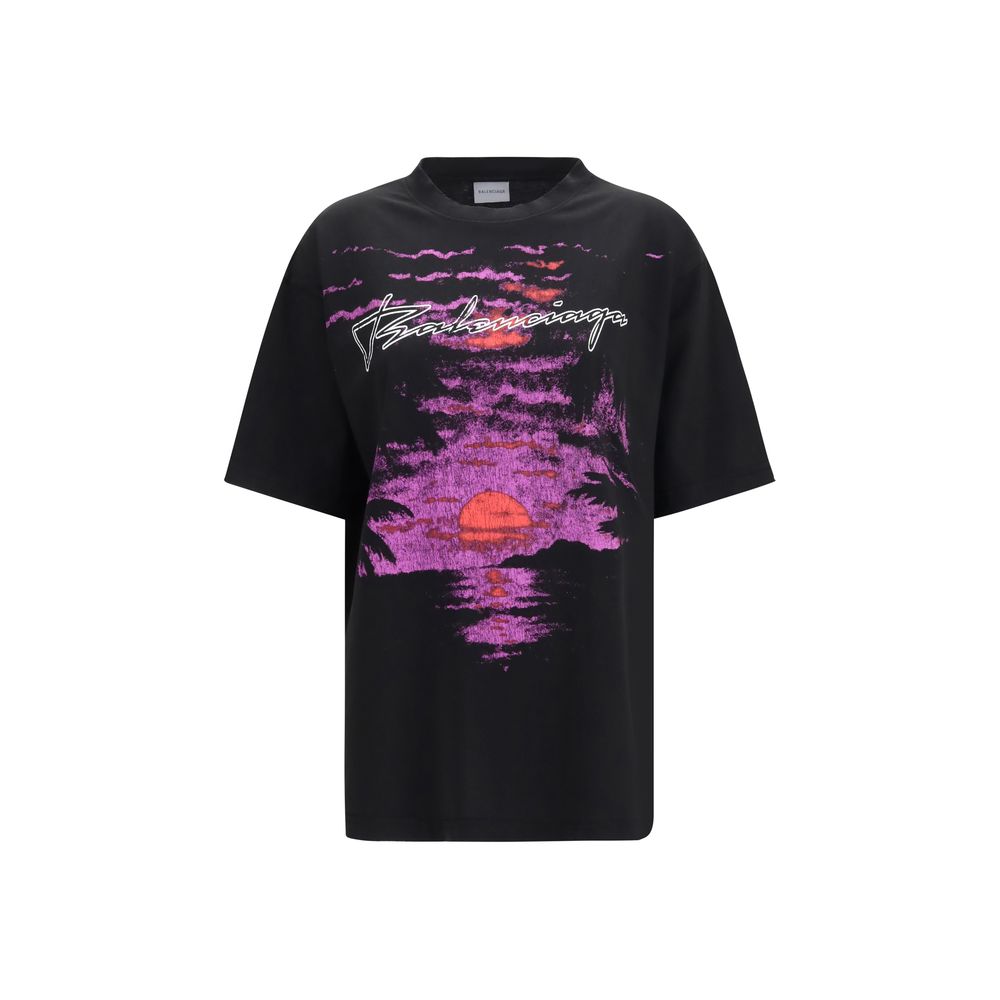 Schwarzes Baumwoll-T-Shirt