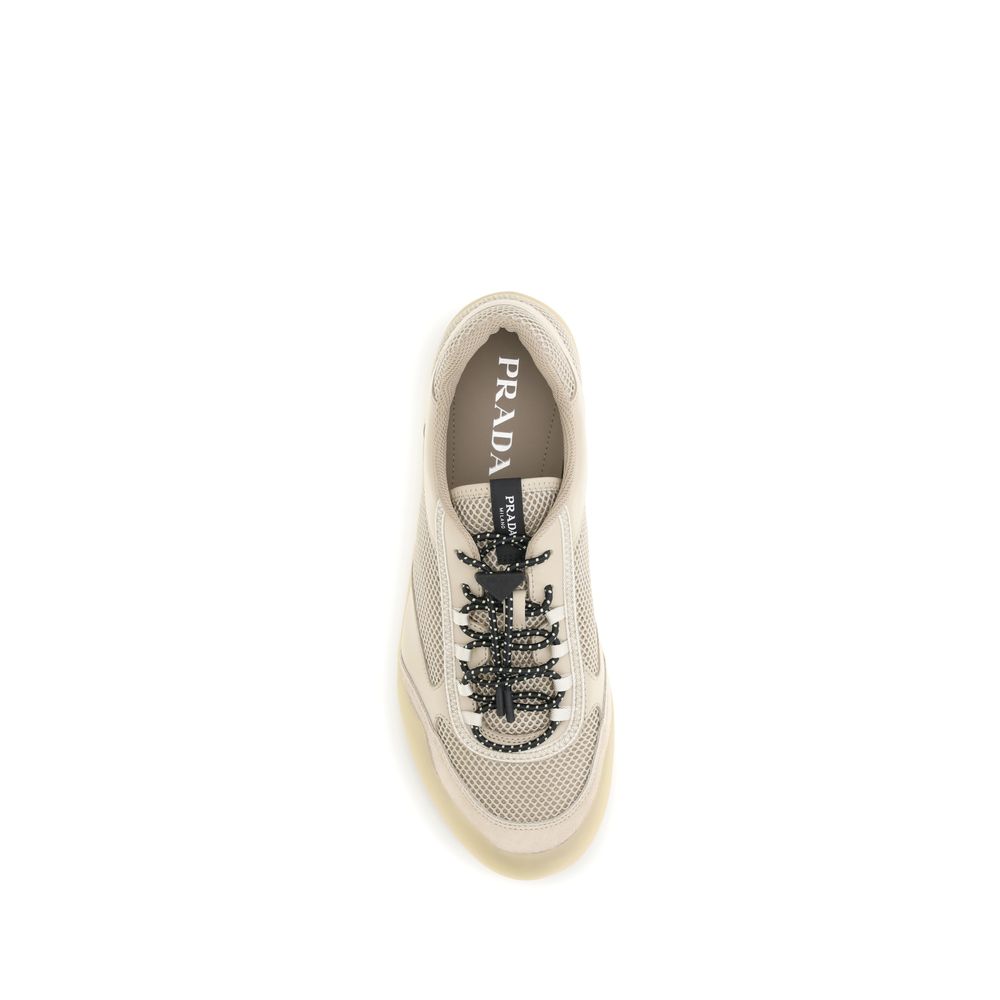 Beige Calf Leather Bos Taurus Athletic Sneakers