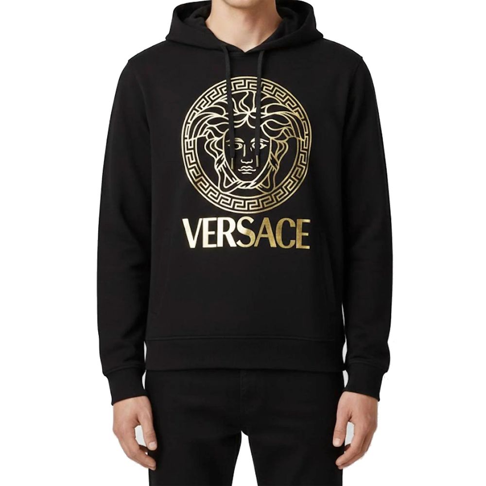 Schwarzer Baumwoll-Hoodie