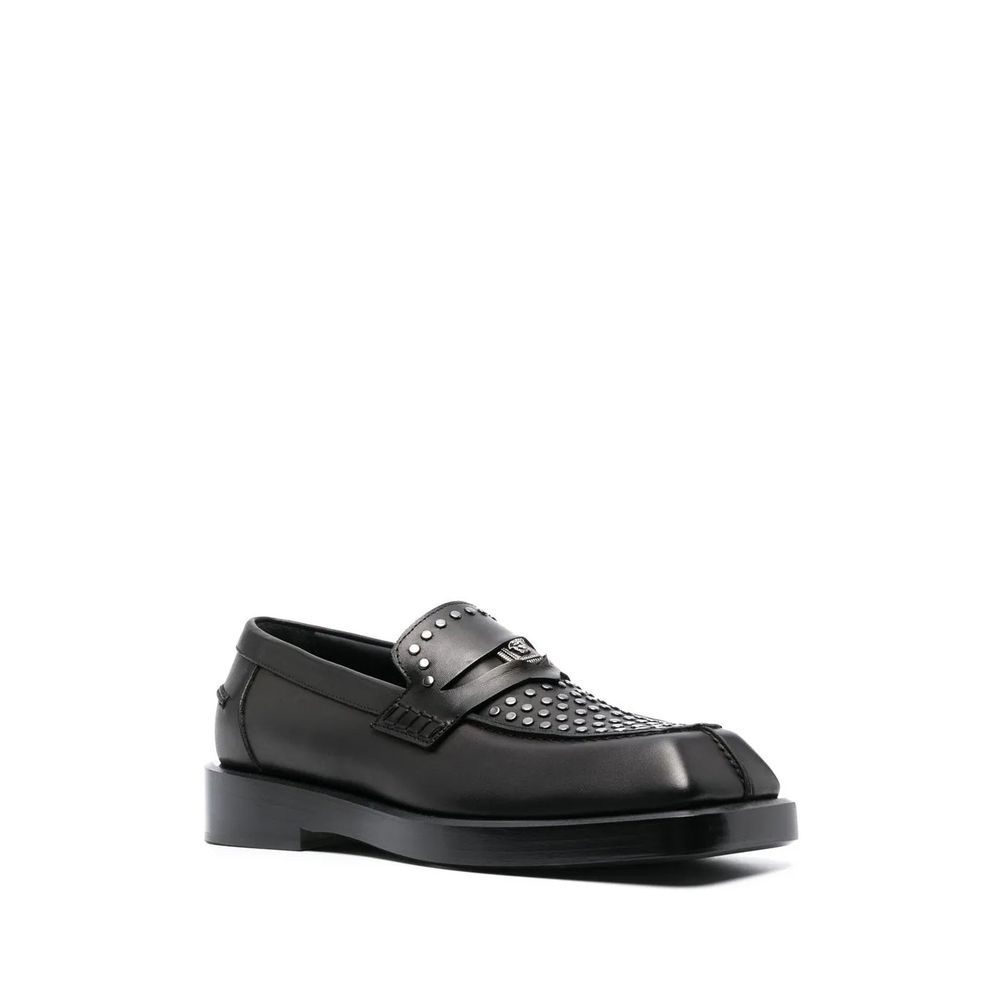 Schwarze Leder Loafer zum Hineinschlüpfen