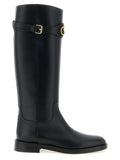 Schwarzes Kalbsleder Over-the-Knee