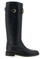 Schwarzes Kalbsleder Over-the-Knee
