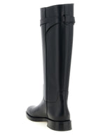 Schwarzes Kalbsleder Over-the-Knee