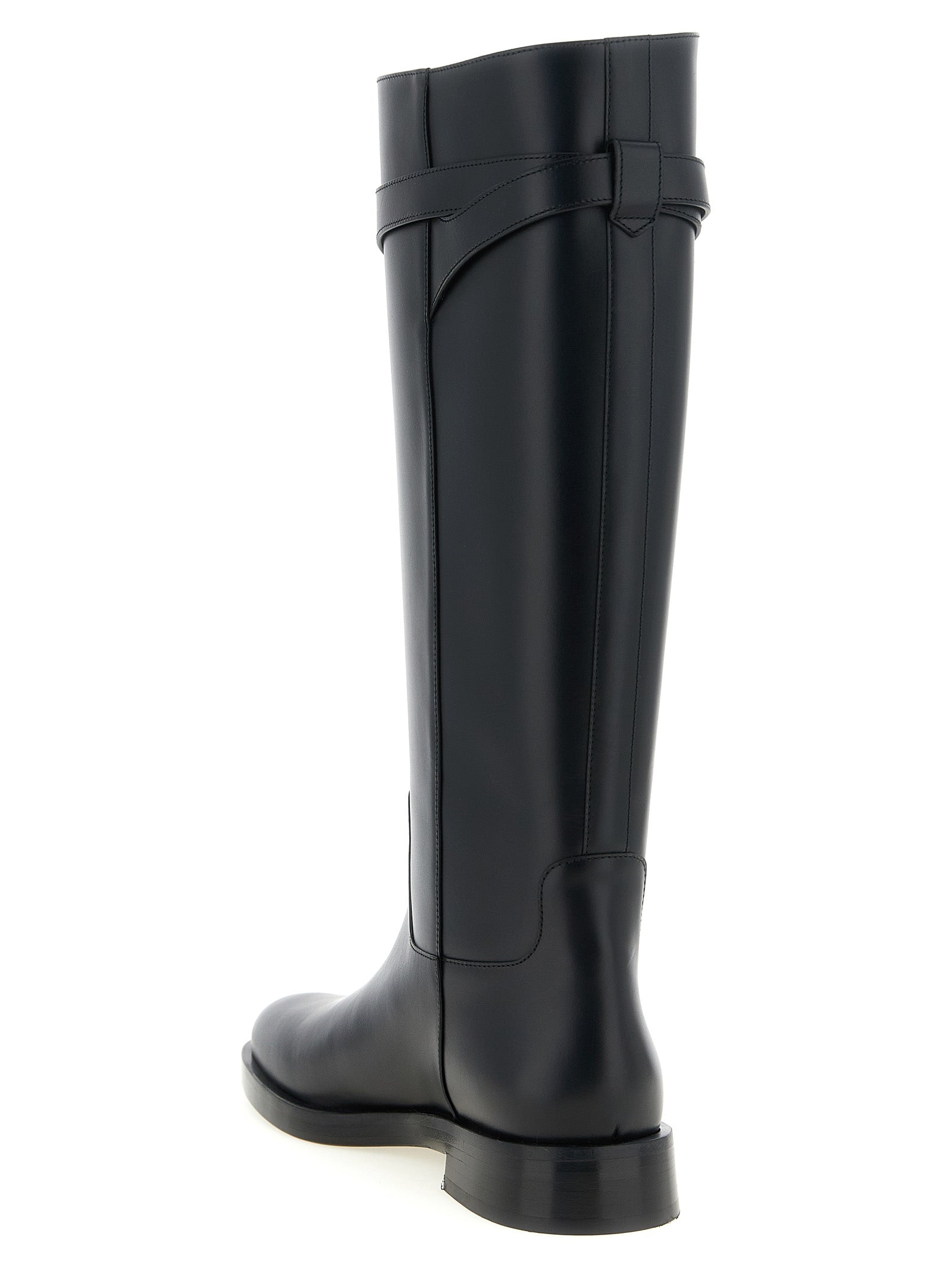 Schwarzes Kalbsleder Over-the-Knee