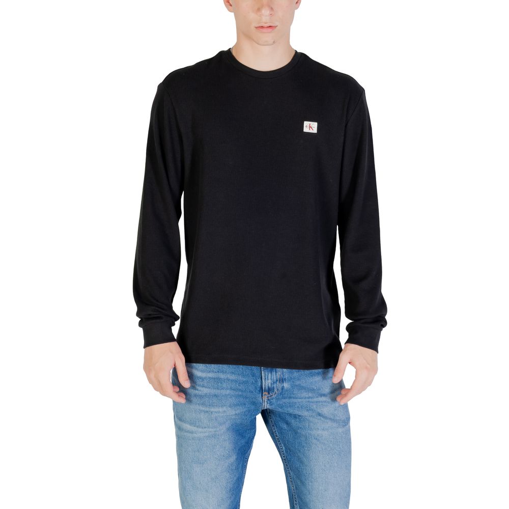 Schwarzes Langarm-T-Shirt aus Baumwolle
