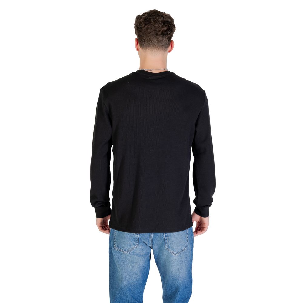 Schwarzes Langarm-T-Shirt aus Baumwolle