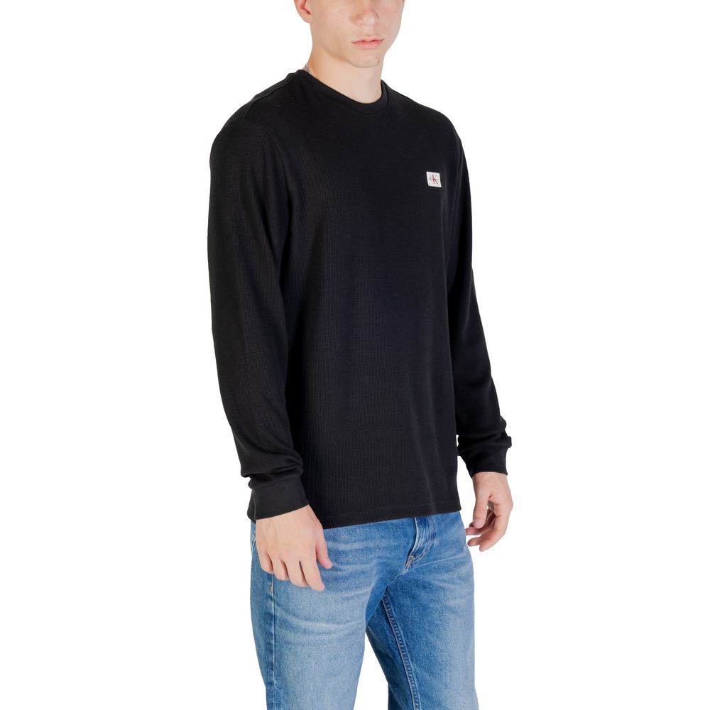 Schwarzes Langarm-T-Shirt aus Baumwolle