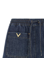 Blaue Baumwoll-Bermudashorts