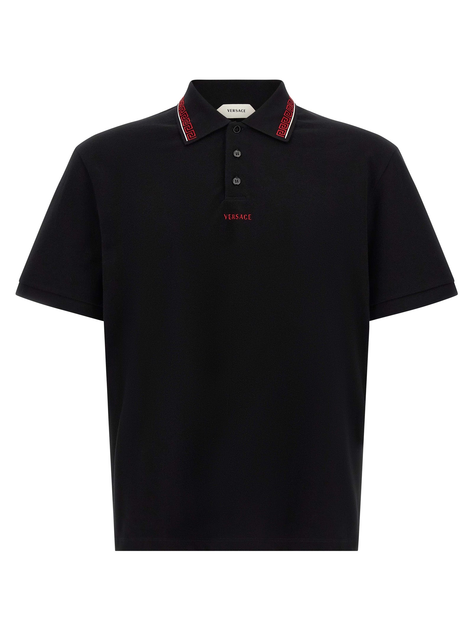 Schwarzes Baumwoll-Poloshirt
