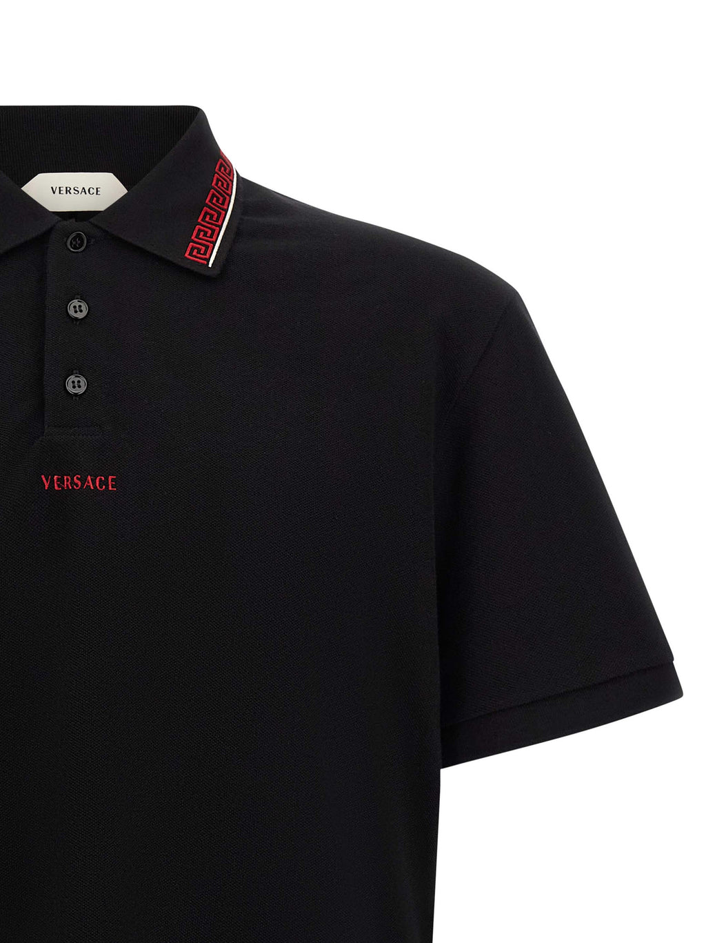 Schwarzes Baumwoll-Poloshirt