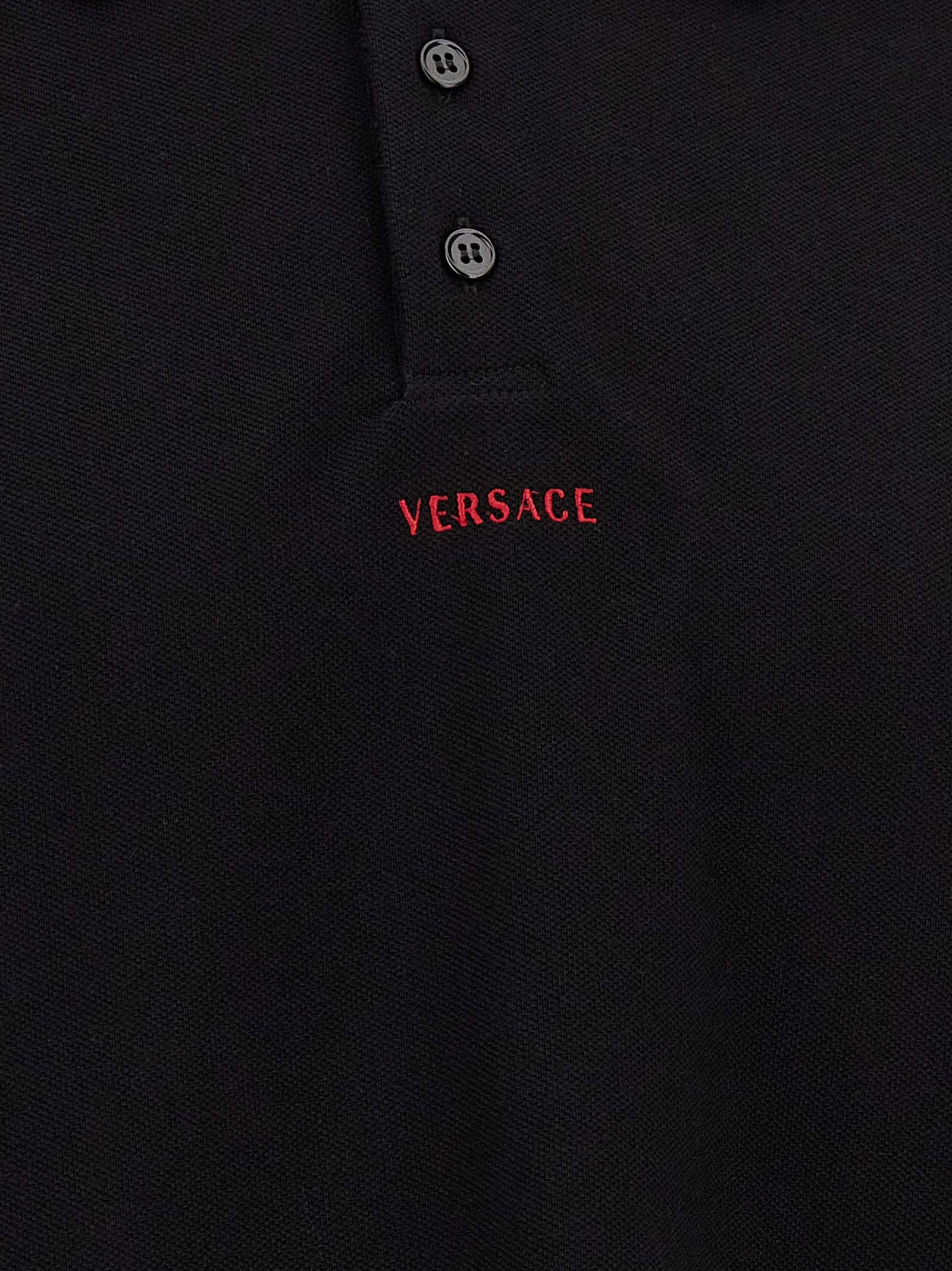 Schwarzes Baumwoll-Poloshirt