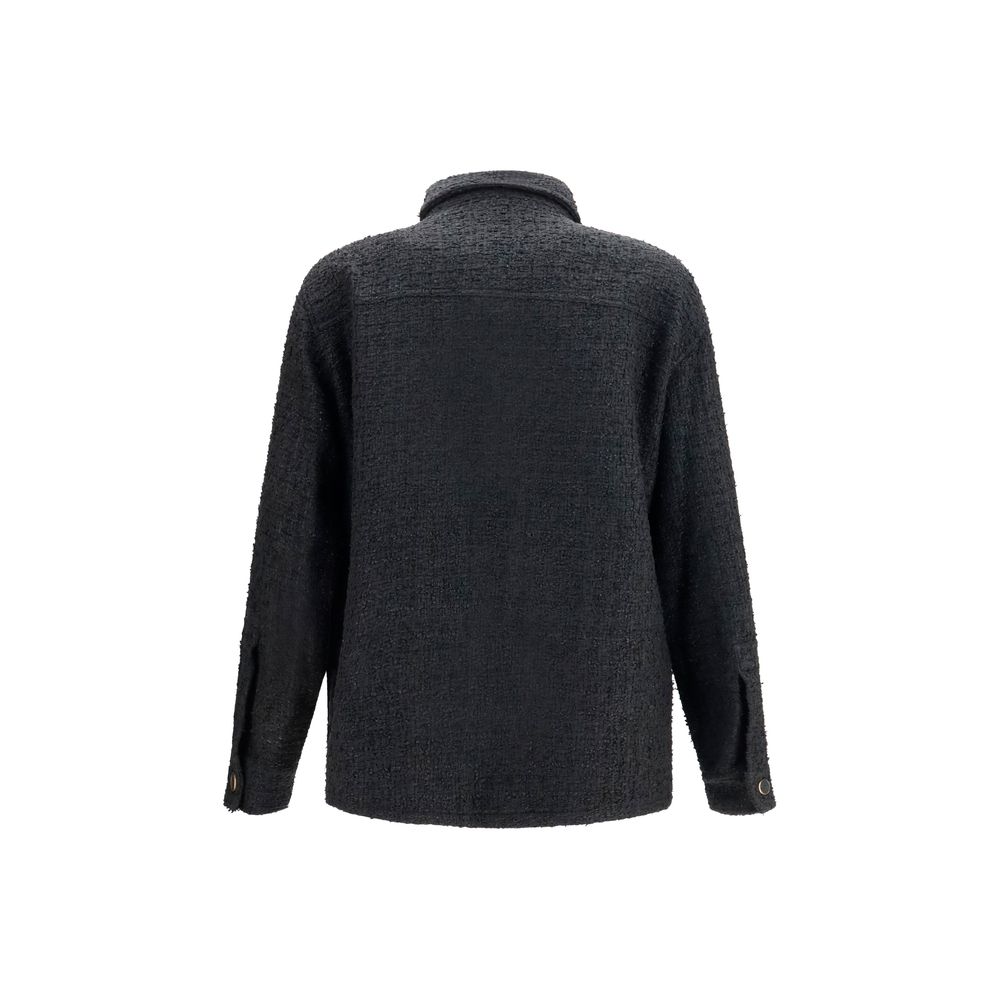 Schwarze Baumwoll-Shell-Jacke