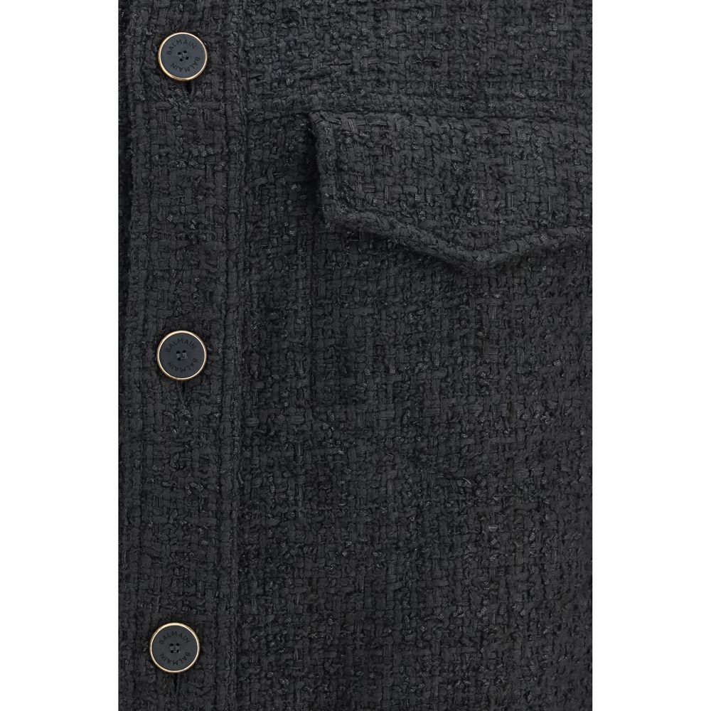Schwarze Baumwoll-Shell-Jacke