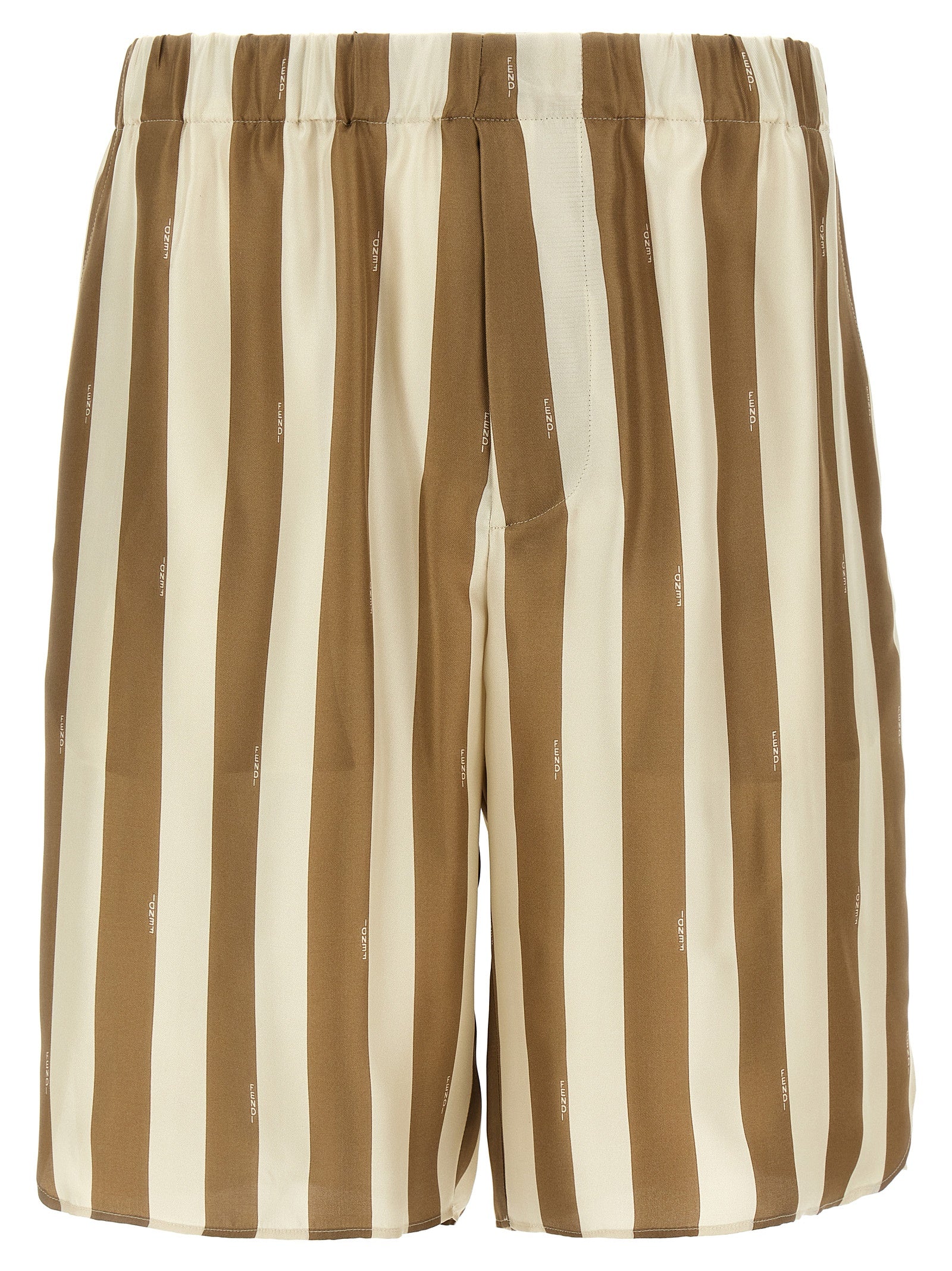 Beige Seiden-Bermuda-Shorts