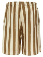 Beige Seiden-Bermuda-Shorts