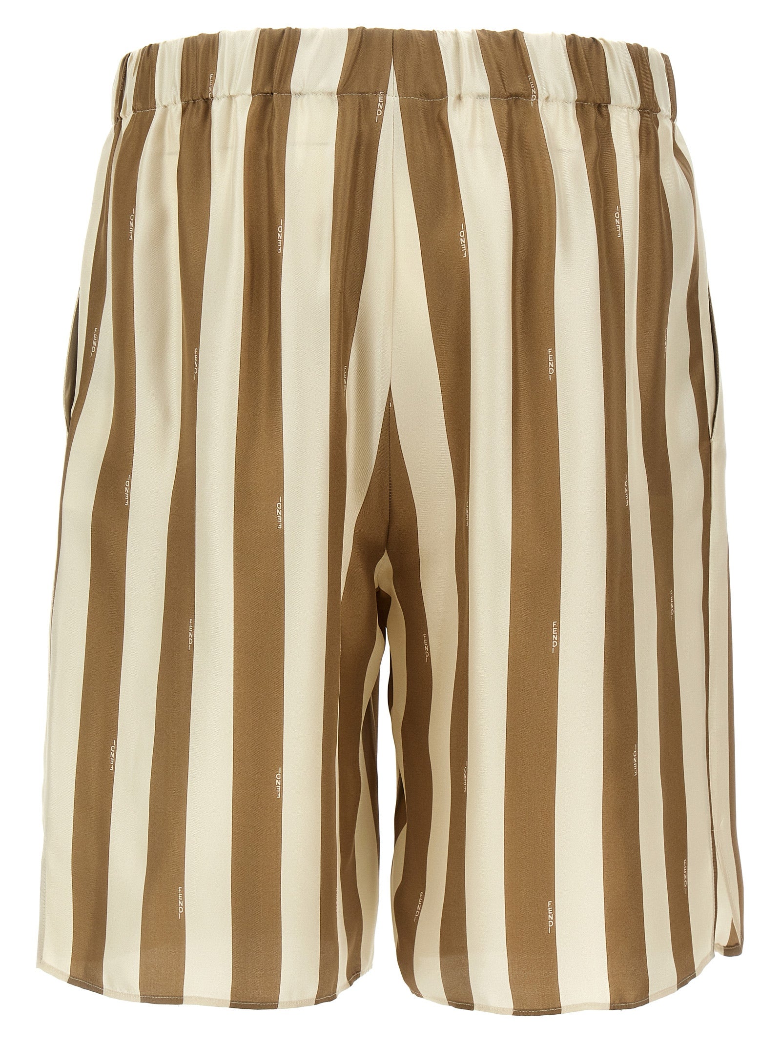 Beige Seiden-Bermuda-Shorts