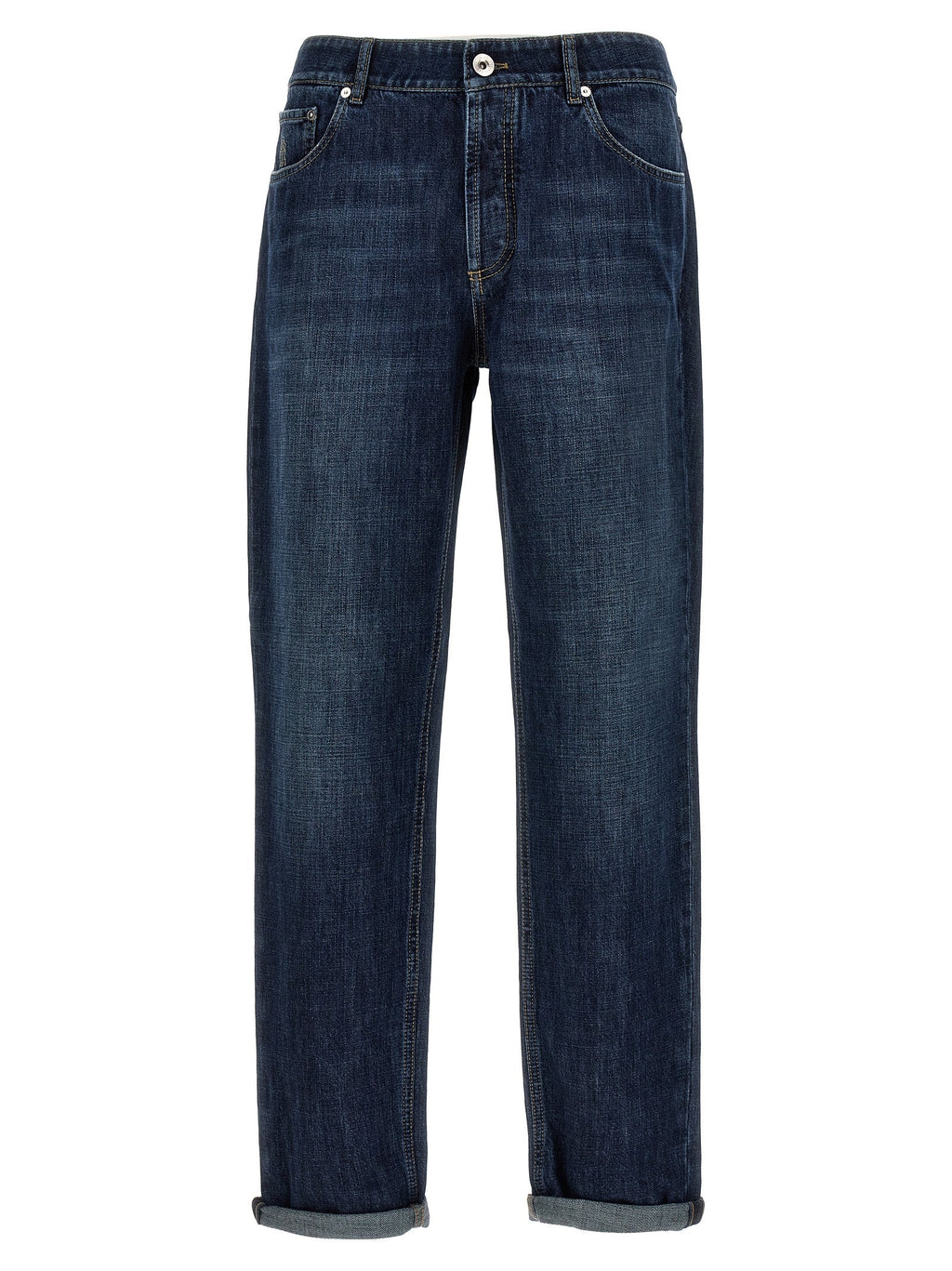 Blaue Jeans aus Baumwolle im geraden Schnitt Brunello Cucinelli