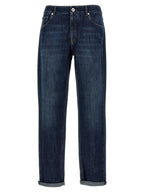 Blaue Jeans aus Baumwolle im geraden Schnitt Brunello Cucinelli